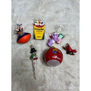 Disney Set Of 6 Christmas Tree Ornaments Featuring Disney & Crayola Hallmark The
